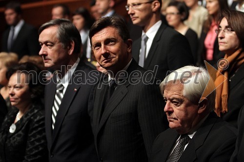 Dr. Danilo Türk, predsednik Republike Slovenije, Borut Pahor, predsednik Vlade Republike Slovenije in Milan Kučan, nekdanji predsednik Republike Slovenije