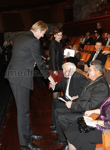 Gregor Golobič, minister za visokošolstvo, znanost in tehnologijo, Milan Kučan, nekdanji predsednik Republike Slovenije ter Geza Erniša, evangeličanski škof