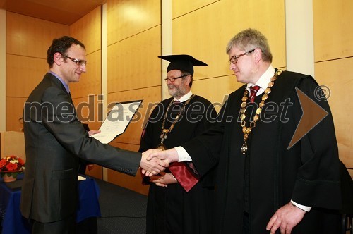 Dr. Aleksander Koporec Oberčkal, Fakulteta za organizacijske vede Univerze v Mariboru, prof. dr. Ivan Rozman, rektor Univerze v Mariboru in prof. dr. Marko Ferjan, dekan Fakultete za organizacijske vede Univerze v Mariboru