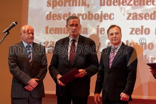 Marjan Hudej, Jože Brodnik, častni član AZS in Peter Kukovica, predsednik Atletske zveze Slovenije