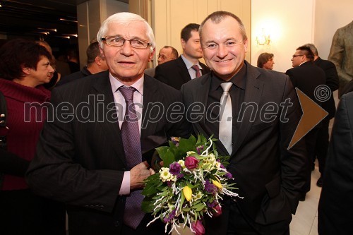 Tomislav Prosen, legenda mariborskega nogometa in Franc Kangler, župan Mestne občine Maribor