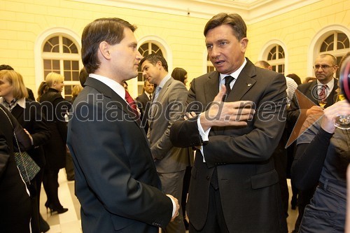 Jurij Giacomelli, predsednik uprave Dela in Borut Pahor, predsednik vlade Republike Slovenije