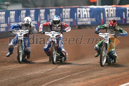 Nicki Pedersen (Danska), Piotr Protasiewicz (Poljska) in Antonio Lindbaeck (Švedska)