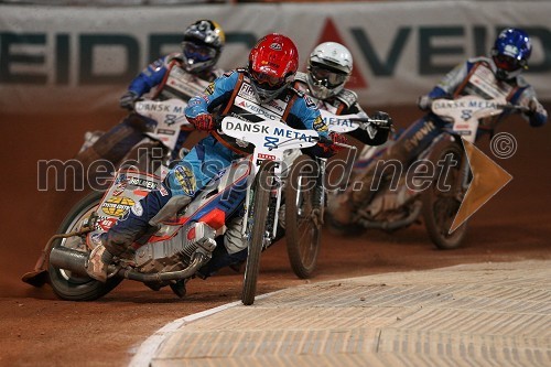 Nicki Pedersen (Danska), Greg Hancock (ZDA),  Lee Richardson (VBR) in Tomazs Gollob (Poljska)