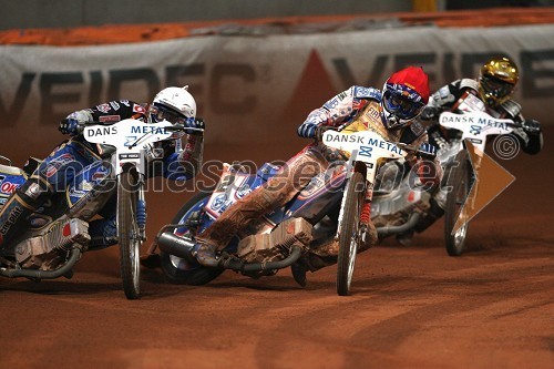 Bjarne Pedersen (Danska), Jason Crump (Avstralija) in Lee Richardson (VBR)