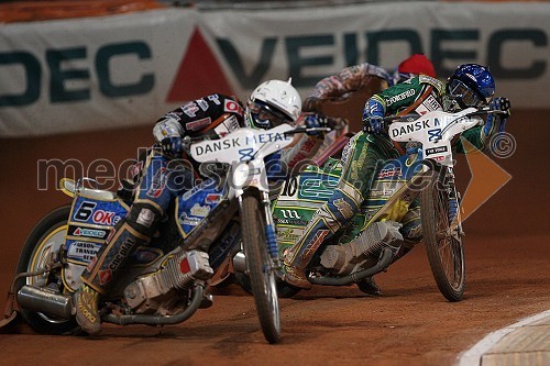 Bjarne Pedersen (Danska), Antonio Lindbaeck (Švedska) in Jason Crump (Avstralija)