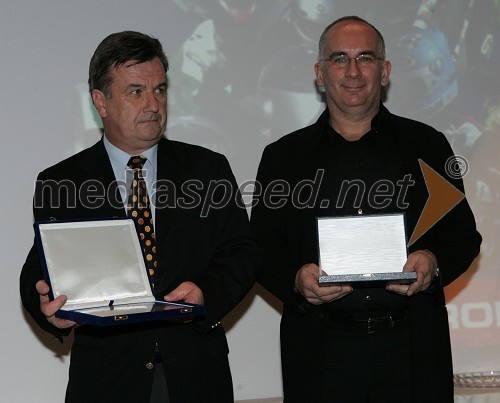 Janez Tomažič, predsednik speedway sekcije pri klubu AMTK Ljubljana in Igor Akrapovič