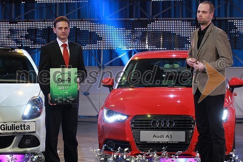 Franci Bolta, direktor avtomobilske znamke Audi pri Porsche Slovenija d.o.o. in Mitja Sagaj, urednik avtomobilizma pri časniku Večer