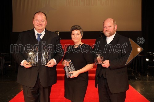 Aleš Hauc, generalni direktor Pošte Slovenije, Mojca Redjko, direktorica Lutkovnega gledališča Maribor in Branko Maček, predsednik Nadškofijske Karitas Maribor