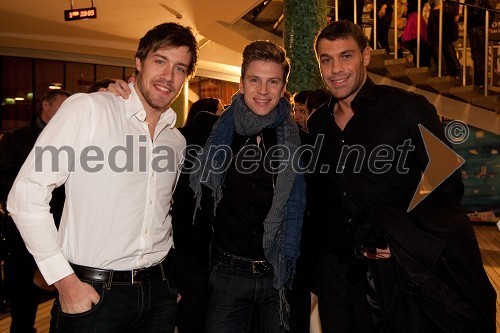 Marko Janko, Mister Slovenije za Mister International 2010, Erik Ferfolja, novinar, maneken in Bojan Ilijanič, mister Universe 2010