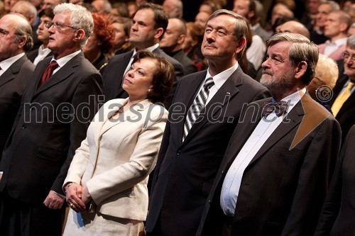 Pavel Gantar, predsednik DZ RS, Barbara Miklič Türk, soprog dr. Danilo Türk, predsednik Republike Slovenije in Jaroslav Skrušny, predsednik Upravnega odbora Prešernovega sklada