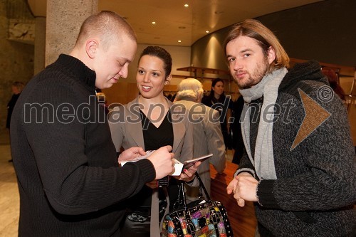 Luka Cimprič, igralec, Majrim Cheber, igralka in Kristijan Guček, igralec