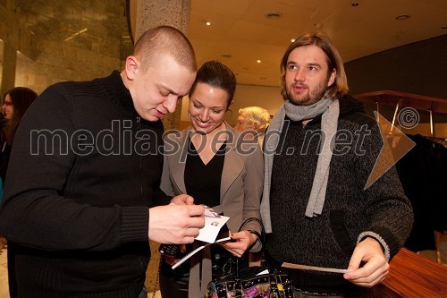 Luka Cimprič, igralec, Majrim Cheber, igralka in Kristijan Guček, igralec