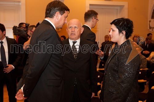 Borut Pahor, predsednik vlade Republike Slovenije, Janez Kocijančič, predsednik Olimpijskega komiteja Slovenije in Lucija Polavder, karateistka