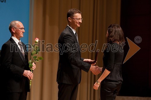 Miro Cerar, nekdanji gimnastičar in predsednik Olimpijske akademije ter ambasador za fair play, dr. Igor Lukšič, minister za šolstvo in Mateja Bogatec, rolarka