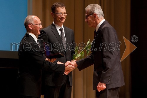 Miro Cerar, nekdanji gimnastičar in predsednik Olimpijske akademije ter ambasador za fair play, dr. Igor Lukšič, minister za šolstvo in Tone Škarja, alpinist