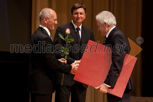 Miro Cerar, nekdanji gimnastičar in predsednik Olimpijske akademije ter ambasador za fair play, Borut Pahor, predsednik vlade Republike Slovenije in Milan Kneževič, šahist