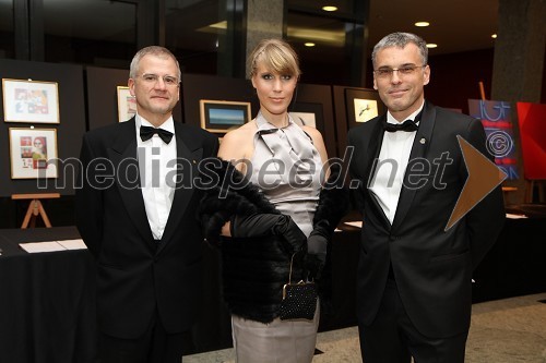 Marco Meloni, odvetnik, mag. Črtomir Remec, predsednik Rotary kluba Ljubljana in hčerka Eva