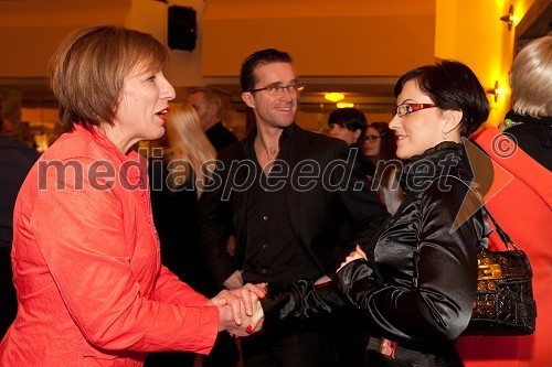 Viktorija Potočnik, nekdanja županja Ljubljane, Andrej Škufca in Melinda Törökgyörgy, plesalca