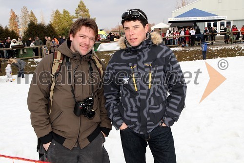 Iztok Kvas, direktor slovenske snowboard reprezentance in Leon Primožič