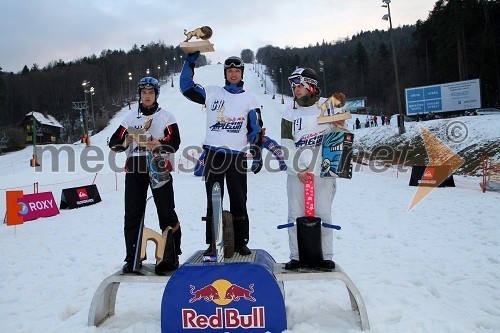 Gregor Ravnjak, 2. mesto, Tomaž Magerl, 1. mesto in Luka Mohorko, 3. mesto