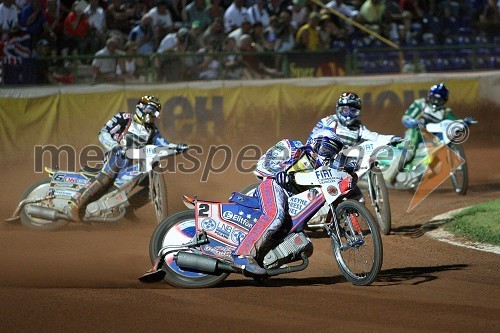 Bjarne Pedersen (Danska), Jason Crump (Avstralija), Nicki Pedersen (Danska) in Antonio Lindbaeck (Švedska)