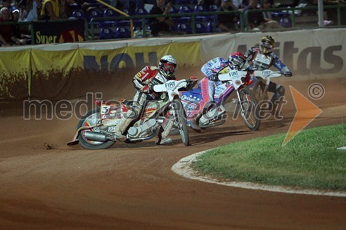 Leigh Adams (Avstralija), Jason Crump (Avstralija) in Bjarne Pedersen (Danska)