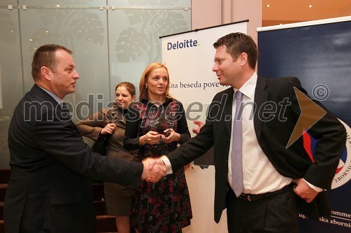 Robert Trnovec, S&T Slovenija d.d., Ajša Vodnik, izvršna direktorica Ameriške gospodarske zbornice (AmCham) in Janez Škrubej, izvršni direktor Deloitte d.d.
