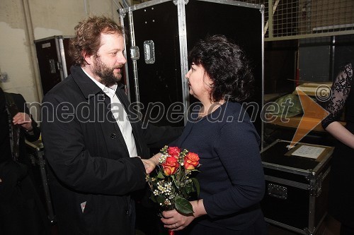 Sebastijan Horvat, režiser in Irena Varga, igralka