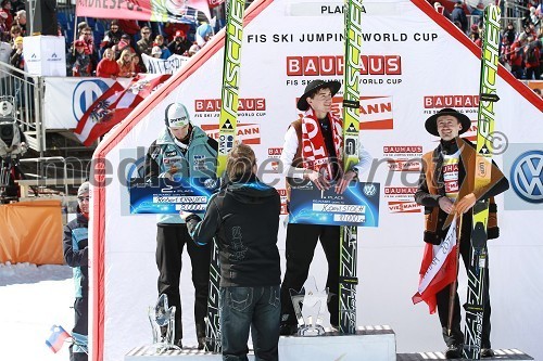 Robert Kranjec, smučarski skakalec (Slovenija), Kamil Stoch, smučarski skakalec (Poljska), Adam Malysz, smučarski skakalec (Poljska)