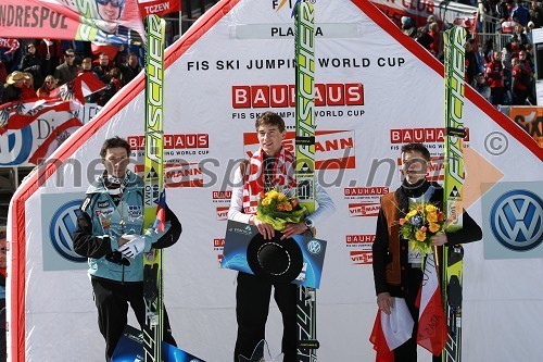 Robert Kranjec, smučarski skakalec (Slovenija), Kamil Stoch, smučarski skakalec (Poljska), Adam Malysz, smučarski skakalec (Poljska)