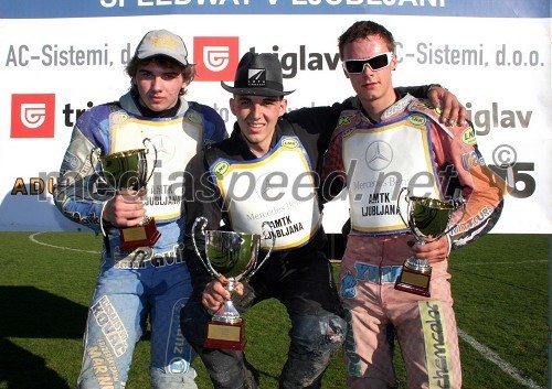 Dino Kovačič (SK Unia Goričan), Nejc Malešič (AMTK Ljubljana), Aleksander Čonda (AMD Krško)