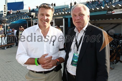 Paul Bellamy, direktor BSI Speedway in Roy Otto, predsednik komisije CCP pri FIM