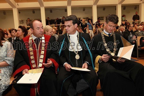 Prof. dr. Ante Uglešić, rektor Univerze v Zadru, prof. dr. Pero Lućin, rektor Univerze na Reki in prof. dr. Harald Kainz, novoizvoljeni rektor Tehniške univerze v Gradcu