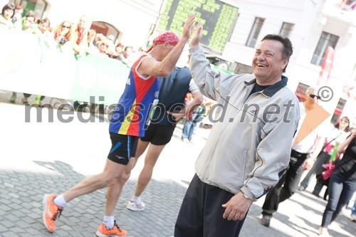 Zoran Janković, župan Mestne občine Ljubljana s tekači