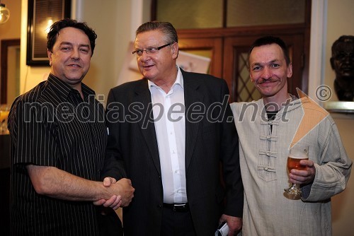 Renato Jenček, igralec, Dušan Mlakar, režiser in David Čeh, igralec