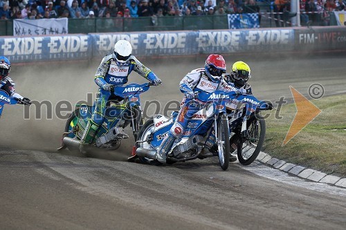 Antonio Lindback (Švedska), Nicki Pedersen (Danska) in Greg Hancock (ZDA)