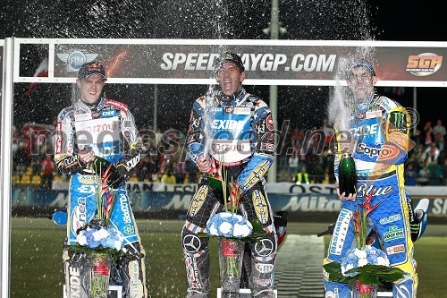 Jaroslaw Hampel (Poljska), Greg Hancock (ZDA) in Tomasz Gollob (Poljska)