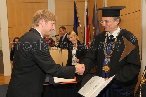 Dr. Janez Ribič, Fakulteta za elektrotehniko, računalništvo in informatiko Univerze v Mariboru ter prof. dr. Danijel Rebolj, rektor Univerze v Mariboru	