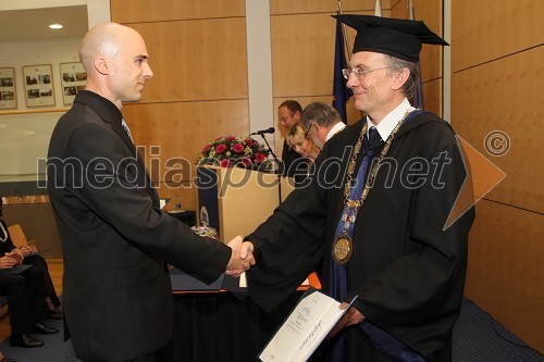 Dr. Gregor Škorc, Fakulteta za strojništvo Univerze v Mariboru ter prof. dr. Danijel Rebolj, rektor Univerze v Mariboru	