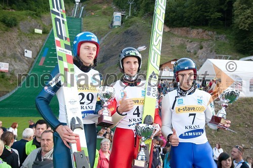 Dawid Kubacki, smučarski skskalec, RObert Kranjec, smučarski skakalec in Vladimir Zografski, smučarski skakalec