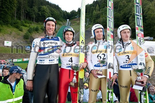 Primož Peterka, smučarski skakalec, Robert Kranjec, smučarski skakalec, Dejan Judež, smučarski skakalec in Peter Prevc, smučarski skakalec