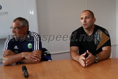 Marko Škriba, vodja znamke Volkswagen v Sloveniji in Siniša Brkič, trener Triglava