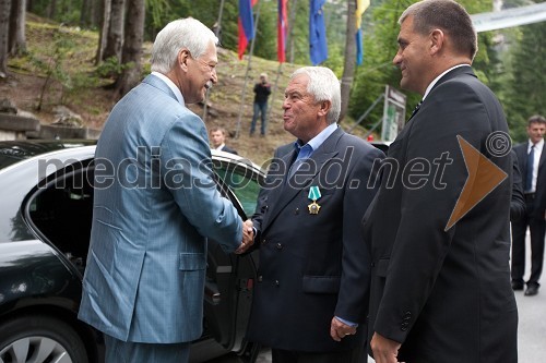 Boris Grizlov, predsednik ruske dume, Saša Geržina, predsednik društva Slovenija Rusija in Jure Žerjav, župan občine Kranjska Gora