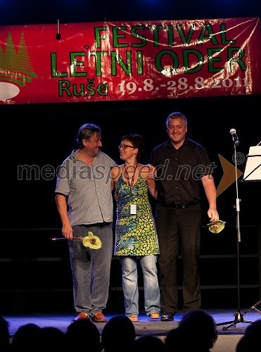 Roman Končar, igralec, Tatjana Hartman in Janez Repnik, pianist