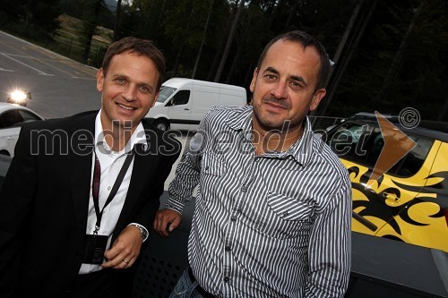 Franci Bolta, direktor znamke Audi pri podjetju Porsche Slovenija d.o.o. in Peter Podlunšek, akrobatski pilot	 
