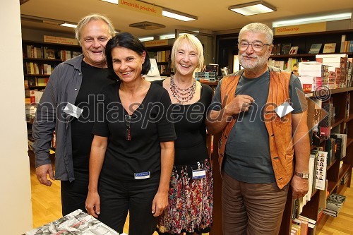 Pavle Ravnohrib, igralec, Lidija Goršič, Lidija Zorman in Janez Suhadolc, oblikovalec
