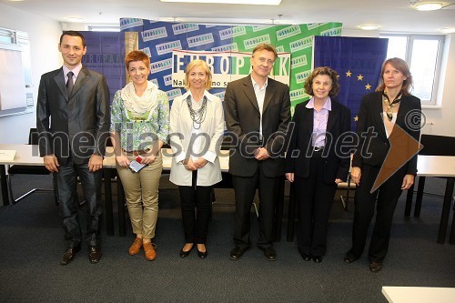 Doc. dr. Anton Habjanič direktor, TehnoCentra, Petra Romih, vodja marketinga v Europarku, prof. dr. Karin Stana Kleinschek, prorektorica univerze v Mariboru, prof. dr. Danijel Rebolj, rektor univerze v Mariboru, dr. Radojka Verčko, Ministrstvo za visoko šolstvo, znanost in tehnologijo in Matejka Ahčin, Javna agencija za raziskovalno dejavnost