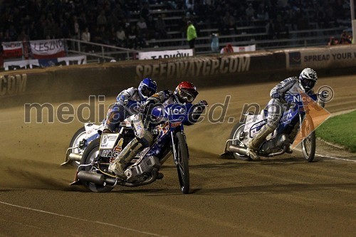 Nicki Pedersen (Danska), Chris Holder (Avstralija) in Matej Žagar (Slovenija)