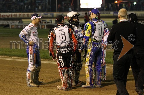 ..., Chris Harris (Velika Britanija), Greg Hancock (ZDA) in Tomasz Gollob (Poljska)	